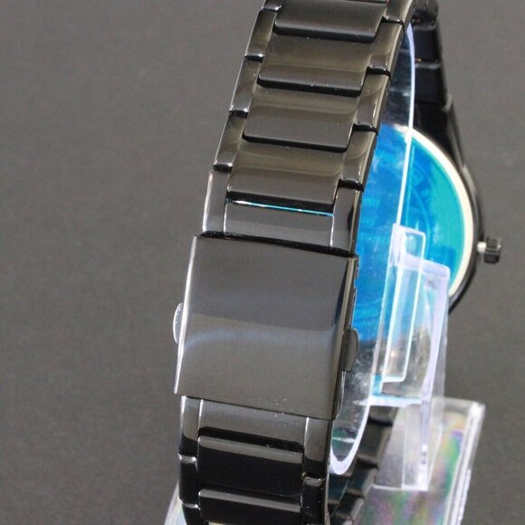 Men's Sports Watch Raised Indices Integrated Bracelet Black Quartz 40mm - Picture 11 of 11